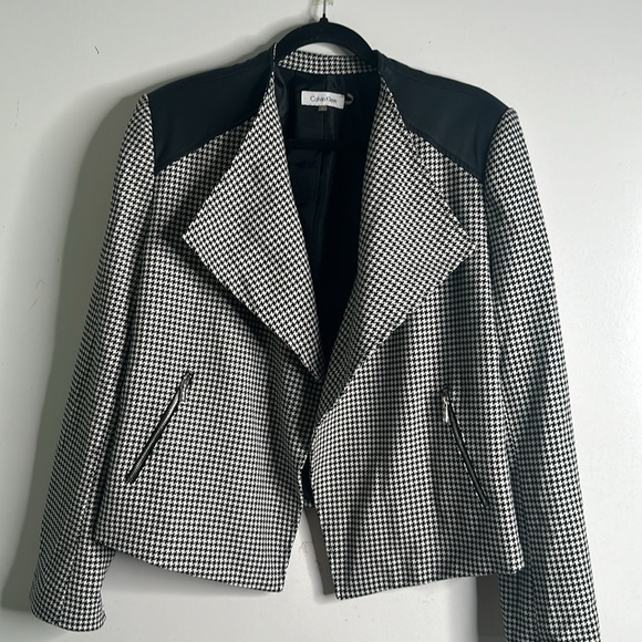 Calvin Klein houndstooth black and white jacket size large - Picture 3 of 10